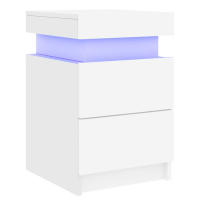 Mesita de noche moderna con luz LED Nyana Home | Diseño moderno | Gran durabilidad | Funcional y versátil | Optimización de espacio | Medidas: 45x52x35 cm - details 0