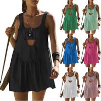 Vestido De Tenis Para Mujer Con Sujetador Integrado Y Short Vestido De Ejercicio De Moda Casual Con Cuello En V Y Manga Larga Vestido De Golf Mini De Verano - details 0