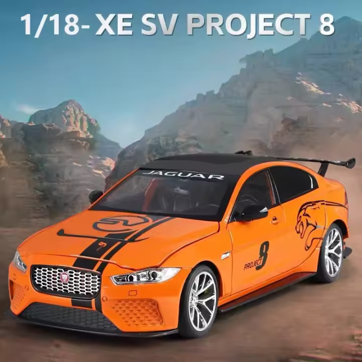 Jaguar XE SV PROJECT 8 Escala 1:18 Coche De Metal Diecast Con Sonido Y Luz Vehículo Coleccionable Para Niños Regalo De Cumpleaños - 1