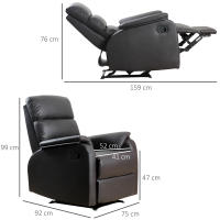 HOMCOM Sillón Relax Reclinable Manual Tapizado en PU con Reposapiés Retráctil Asiento y Respaldo Extra Acolchados para Salón Oficina Dormitorio 75x92x99 cm Marrón - details 2