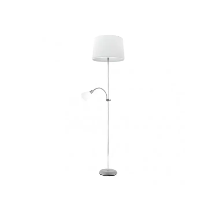 Fabrilamp - Pie De Salon Rilon 1xe27+1xe14 C/lector Plata  Pantalla Blanca 175,5x40x40 Cm - 1