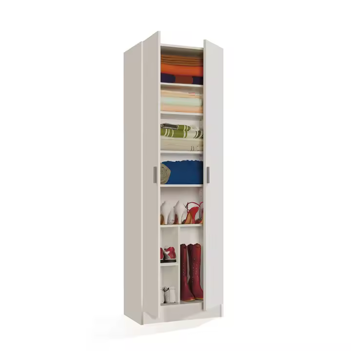 ARMARIO 2 PUERTAS CON ESTANTES 180X58X37 CM BLANCO - 1