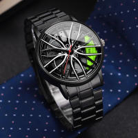 Reloj De Negocios Para Hombre 2PCS Moda Dial De Rueda De Coche 3D Reloj Deportivo Acero Inoxidable Análogo Quartzo Sin Caja - details 6
