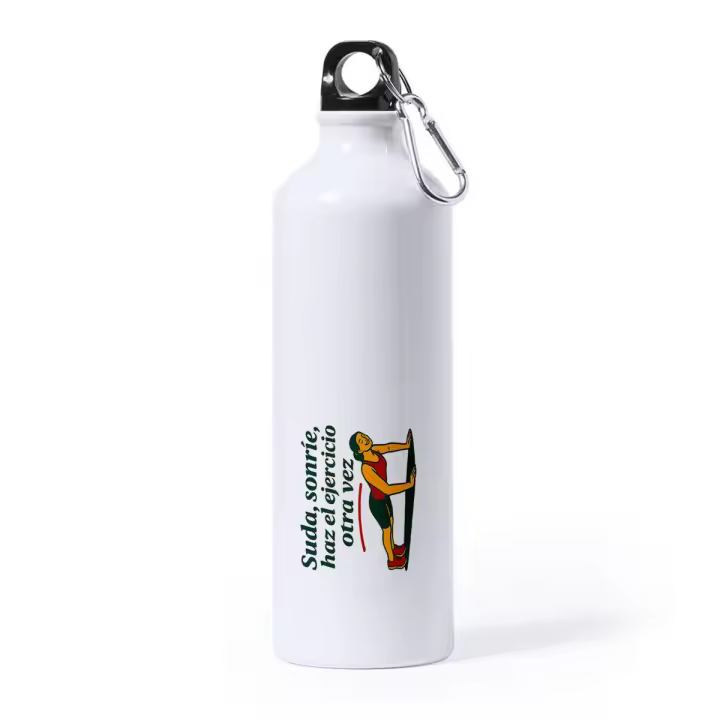 MERCHANDMANIA Bidón Grande 800 ml acero inoxidable frase motivadora gimnasio ejercicio gym esfuerzo deporte deportivo con mosqueton botella - 1