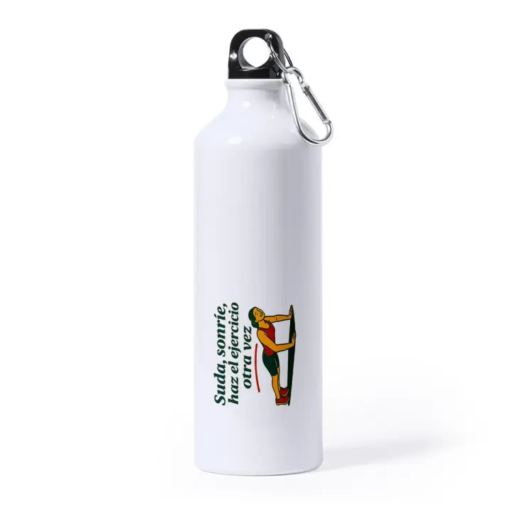 MERCHANDMANIA Bidón Grande 800 ml acero inoxidable frase motivadora gimnasio ejercicio gym esfuerzo deporte deportivo con mosqueton botella - 1