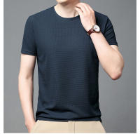 Camiseta Polo Corta Para Hombre Algodón Transpirable Estilo Casual Solido Con Splicing Redondo Cuello Tejido De Encaje - details 4