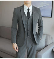 Traje De Tres Piezas Para Hombre De Color Sólido Tendencia Business Con Chaleco Y Pantalones Alta Calidad Conjunto De Moda Para Bodas O Eventos Formales - details 9