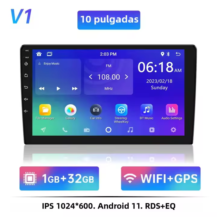 Radio De Coche Android 11 Autoradio Universal 32G 2 Din 7/9/10 Pulgadas WIFI GPS Reproductor Multimedia Para Hyundai Nissan Toyota Kia Con Control Del Volante Y CarPlay - 1