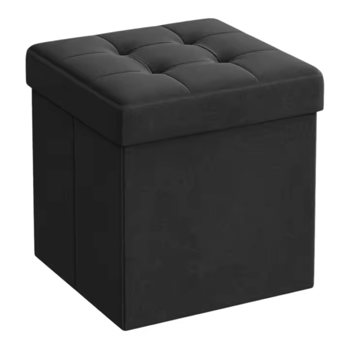 Puff Almacenaje, Baúl de Almacenaje Plegable, Taburete Reposapiés, Banco de Cubo, Soporta hasta 300 kg, para Sala de Estar, Dormitorio, Entrada .Baúl Puff Taburete de Almacenamiento otomano, Taburete de Lino, reposapiés para Asiento （cajon-001 2190 D7） - 1