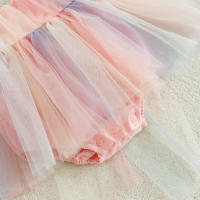Vestido De Verano Para Bebé Con Pétalos Y Lazo En Malla Colorida Traje De Baño Para Niñas Con Mangas Cortas Estilo Cute - details 7