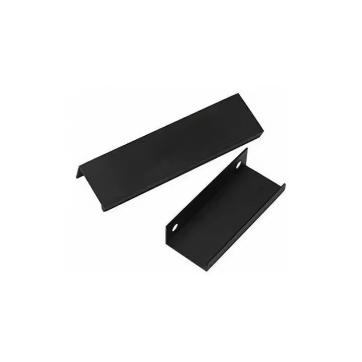 Paquete de 10 herrajes para gabinetes, manijas con borde para los dedos, manija para cajón de puerta de cocina para muebles, manijas ocultas (centro de orificio de 64 mm, negro mate cepillado), - 1