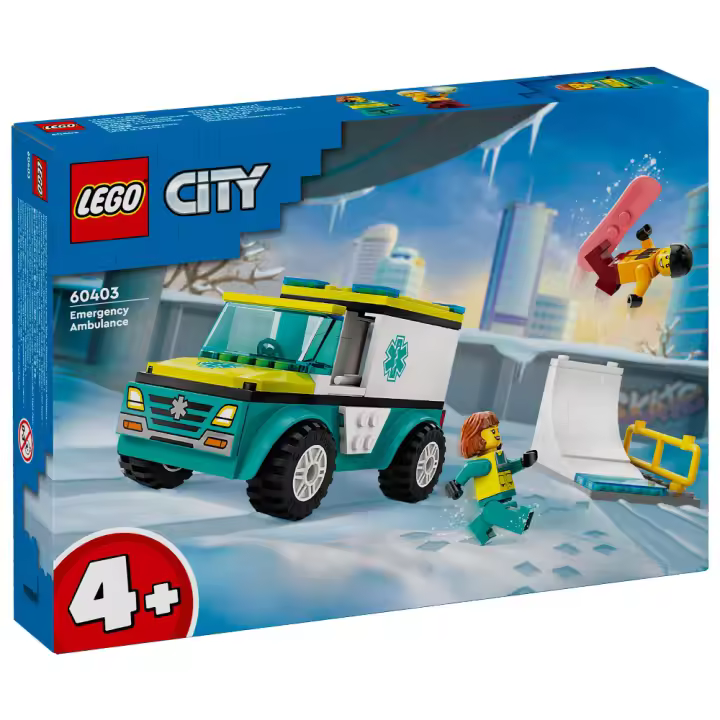 LEGO CITY  - AMBULANCIA DE EMERGENCIAS Y CHICO CON SNOWBOARD, 60403, TIENDA CON LICENCIA OFICIAL - 1