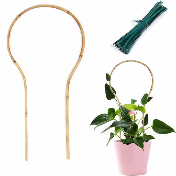 Soporte para plantas con tiras de bambú en forma de U, adecuado para plantas trepadoras de interior, soporte para plantas de hiedra y vid, soporte para flores de bambú - 1
