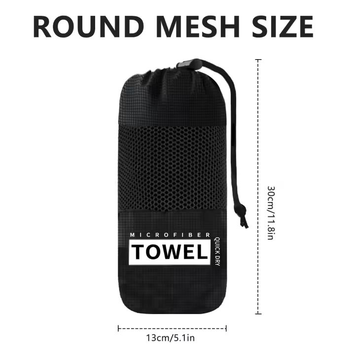 Bolsa de Malla Redonda de tamaño 13*30, Bolsa de Malla transparente Negra con Cremallera, Bolsa de Malla para Toalla de Playa - 1