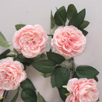 Guirnalda De Pekoe Rosa De Seda Con Hojas Y Ramas De Iva Para Decoración De Bodas Y Fiestas Colgante Para Pared Y Jardín - details 5