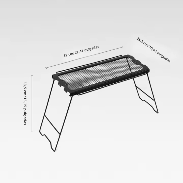 Mesa Plegable Multifuncional Para Exteriores Mesa De Red Plegable Para Camping Y Picnic BBQ Con Soporte De Almacenamiento De Hierro Color Negro Kaki Verde - 1