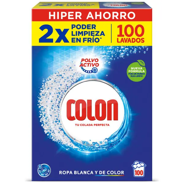 Colon Polvo Activo - Detergente para lavadora, adecuado para ropa blanca y de color, formato polvo - 100 dosis, 5 kg - 1