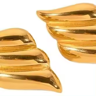 Pendientes vintage de acero inoxidable dorado con textura, exquisitos pendientes geométricos de tres capas con forma de ala, accesorios de moda para pendientes, regalos de joyería para niñas. - 1