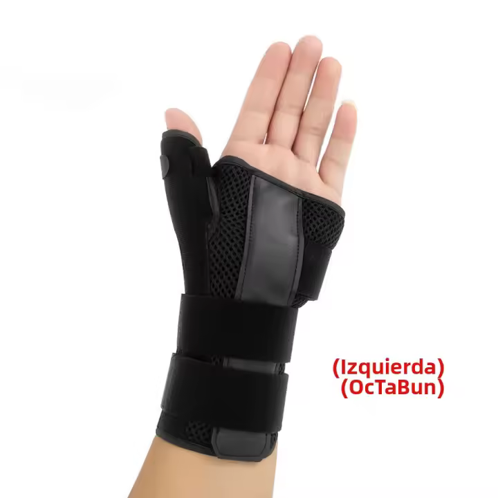 GOBYGO 1Pcs Tornillo Ajustable De Muñeca Placa De Acero Fibra De Carbono Con Correa De Dedo Músculo Guardia De Mano Unisex Negro/Gris Tamaño Libre - 1