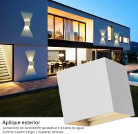 12W luz de pared interior/exterior, regulable IP65 impermeable LED lámpara de pared arriba abajo lámpara 3000K blanco cálido apliques de pared para sala de estar dormitorio camino 2 unidades (blanco) - details 3