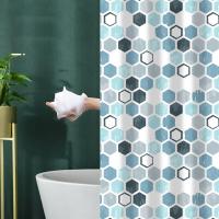 Cortina de Ducha Azul Lavable de Poliéster, con Anillo de Plástico 180x200 cm,para Ducha o Bañera - details 2