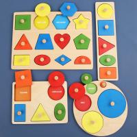 Puzzle De Madera Geométrico Para Niños Juego Educativo Tridimensional Tablero De Agarre Manual Juguetes Para La Educación Temprana - details 1