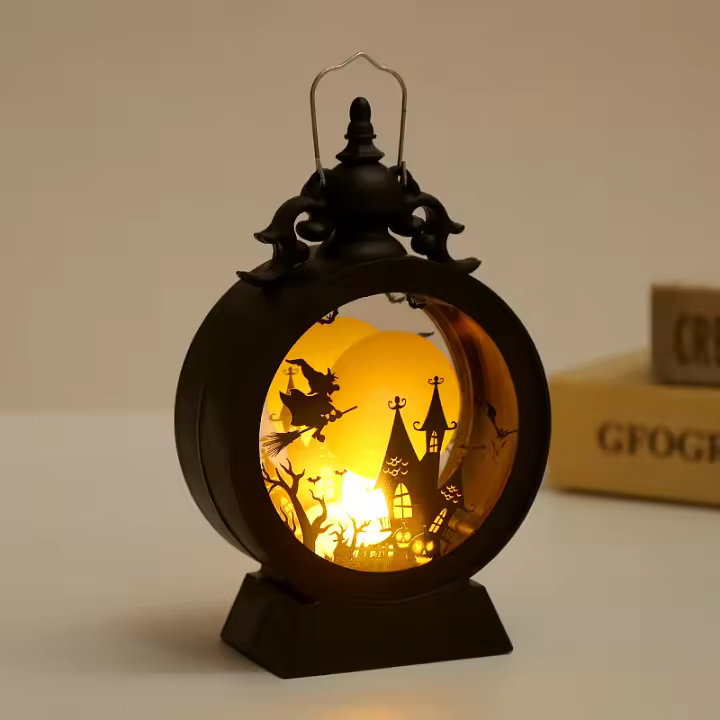 Vintage Led Halloween Candle Lantern Light Retro Clock Style Carrying Lights European Candlestick Wind Decoration For Home - 1