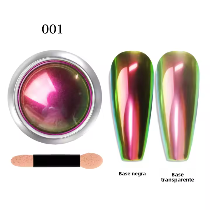 Polvo De Efecto Espejo Plateado Y Plateado Con Brillo De 12 Colores Para Uñas Pigmento De Aurora Metálico Decoración De Uñas - 1