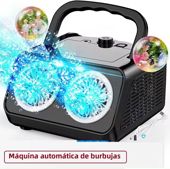 Máquina De Burbujas Automática Con 2 Ventiladores Producción De 50000+ Burbujas Por Minuto Juguetes Portátiles Para Niños - 1