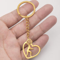Llavero De Baloncesto De Acero Inoxidable Para Hombres Y Mujeres Colgante De Corazón Postura De Almohadilla Regalo Para Enthusiasts De Baloncesto - details 0