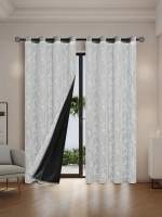 Cortinas Modernas De Color Sólido Doble Capa Con Cordón Para Atar, Totalmente Oscurecidas Perforadas Adecuadas Para Varias Habitaciones Material De Poliéster 100% - details 3