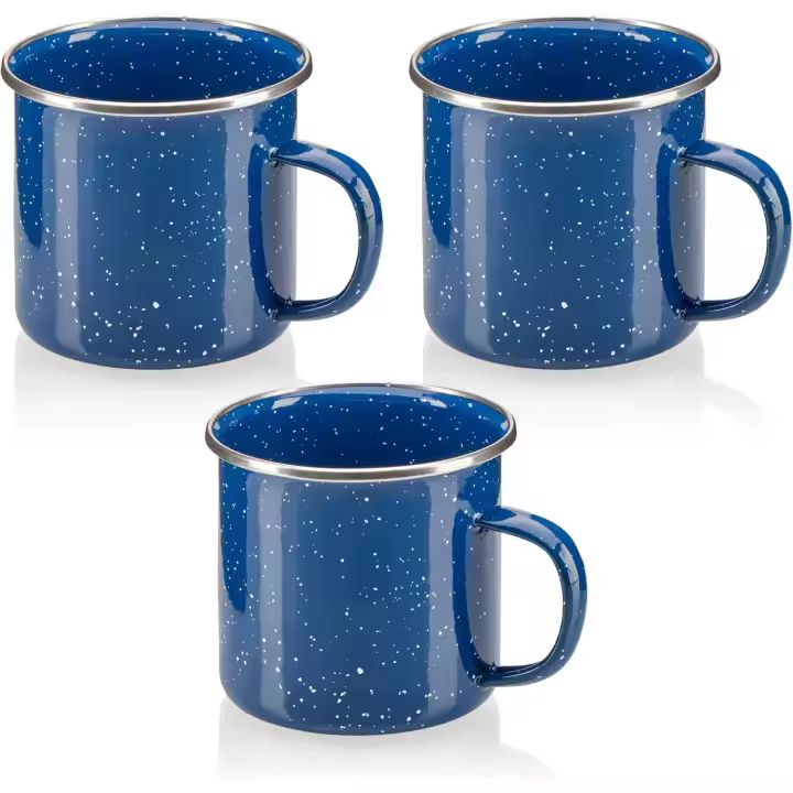 Tetera de acero inoxidable esmaltada, taza de café para exteriores y camping, juego de 3 piezas - 1
