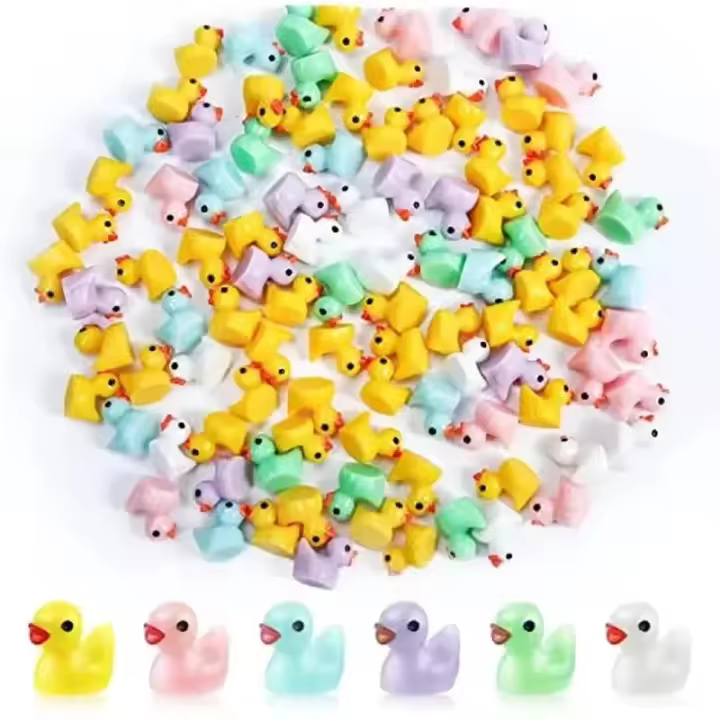 100 Miniaturas De Pato En Resina Para Decoración De Jardín Y Acuarios 6 Colores Mixtos Accesorios DIY Para Casa De Muñecas Y Paisajismo - 1
