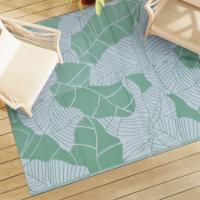vidaXL Alfombra de Exterior PP 190x290 cm Jardín Patio Terraza Balcón Color green leaf pattern,  verde,  Verde y mas - details 4