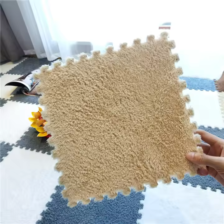 Alfombra De Juego Para Bebés De Peluche Suave Interlocking Para Invierno Alfombra De Esponja Para Habitación Y Sala De Estar De Niños Tamaño 30x30cm - 1