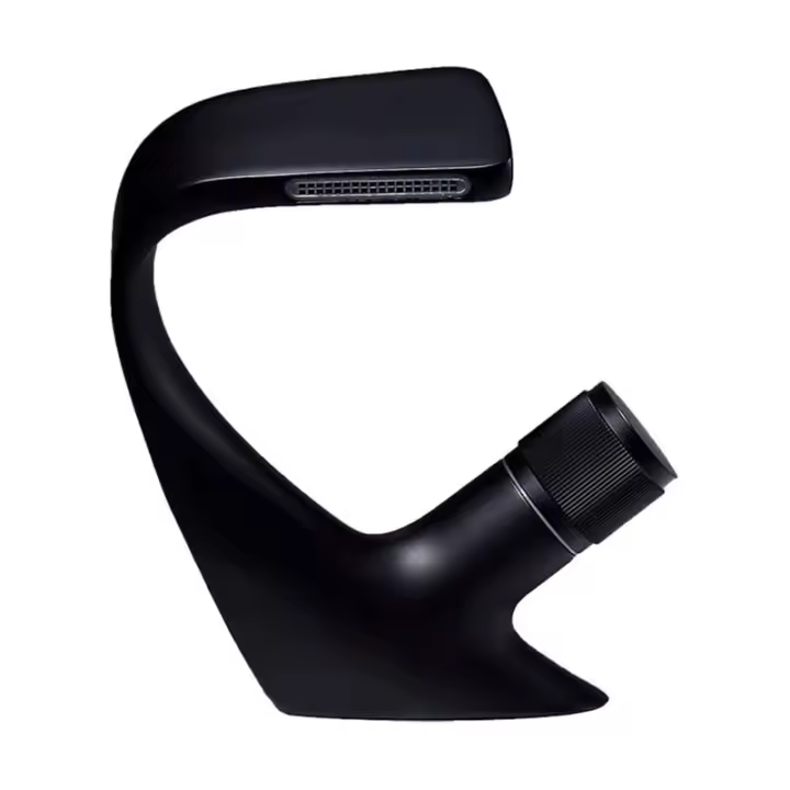 Grifo de baño de latón negro, cascada para lavabo de baño con tuberías de agua fría y caliente, Forma única - 1