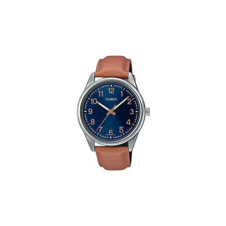 Reloj analógico hombre Casio MTP-V005L-2B4 40mm dial azul correa de cuero - 1