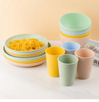Juego De Cubiertos De Estraw Trigo 4Pcs Incluye Taza Y Plato Portátil Para Picnic Y Camping Juego De Comedor Ecológico - details 10