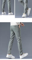 Pantalones Casuales Para Hombre Primavera Otoño 2025 Nuevo Ajustados De Cintura Elástica Color Sólido Negocios Pantalones Talla Media - details 8