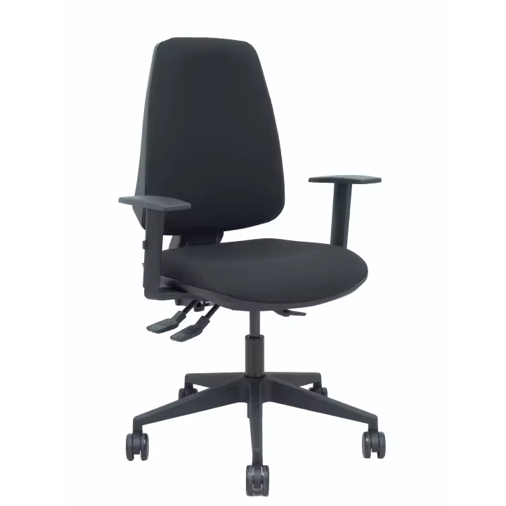 Silla Elche asincro bali negro brazos 1D base piramidal ruedas de nailon de 65mm - 1
