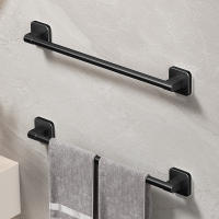 Soporte Para Toalla De Baño Self-Adhesivo Blanco Y Negro Sin Perforar Instalación Sencilla Material Plástico Y Aleación De Aluminio - details 2