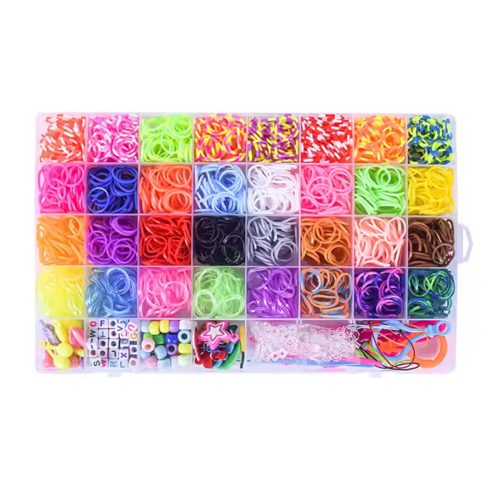 Juego De Manualidades Para Niños Set De Máquina Tejedora De Banda Arco Iris 40 Llaveros Tejidos DIY Juguetes Educativos - 1