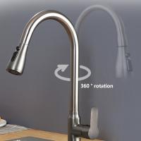 Grifo De Cocina De Niquel Pulido Con Extensión Para Fregadero Montado En La Plataforma Grifo De Agua Caliente Y Fría De Acero Inoxidable Con Cabezal De Rociador Y Control Por Manija Vertical - details 6