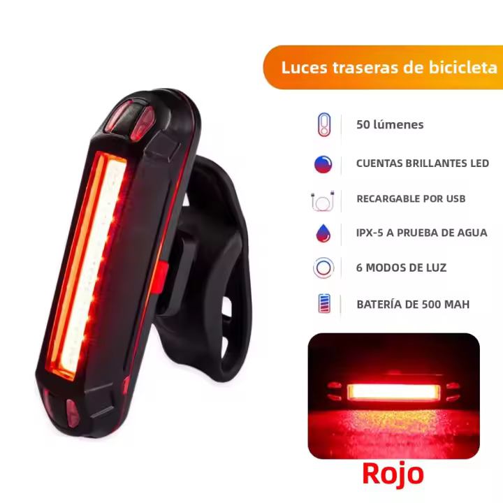 Luz Trasera De Bicicleta LED Recargable Para Ciclismo Seguridad Fácil Instalación MTB Carretera Casco Luz Delantero Y Trasero - 1