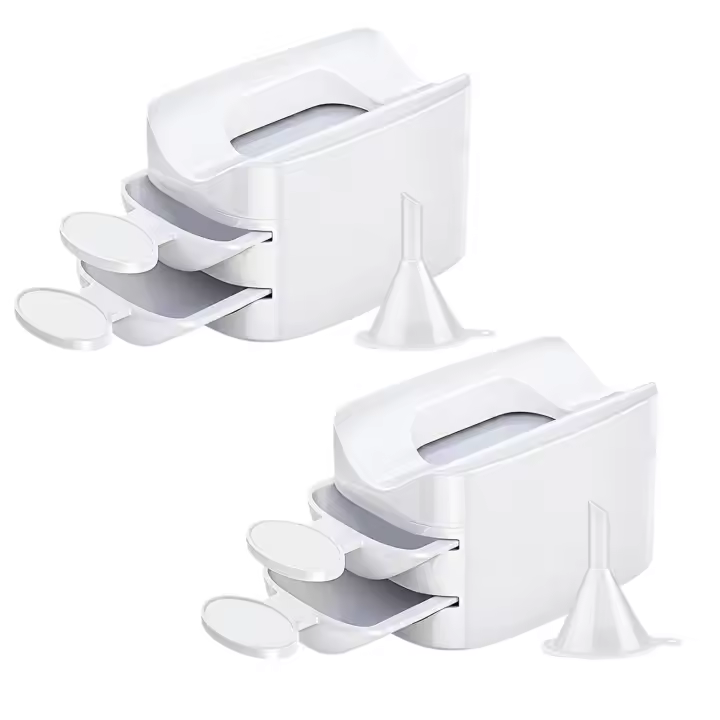 Sistema de bandeja de reciclaje de polvos de inmersión, paquete de 2, kit de bandeja de polvos de inmersión con punta francesa con palas y embudos, protector de polvo de purpurina para uñas, accesorios de manicura para arte de uñas, herramienta de ma - 1