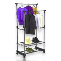 Perchero de Pie Doble con Ruedas 360º - Perchero Tipo Burro Metálico & Plástico - Dimensiones 78x42x158cm - Ajustable Hacia Arriba & Abajo - EMIPRO. - details 2