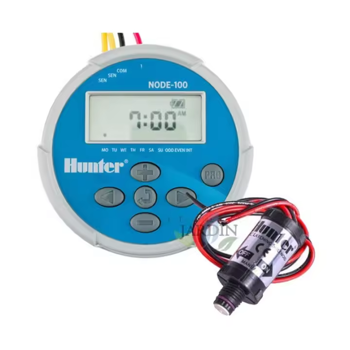 HUNTER Programador de riego a pilas NODE100 + Solenoide 9V Hunter, sistema de riego automático para jardines - 1