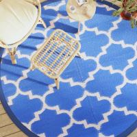 vidaXL Alfombra de exterior ARAKIL bebe Ø200 cm PP en color Azul bebé/Diseño cuadrado/Azul y más - details 2