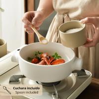 LUTODY - Juego de 3 botes de cerámica para sal, pimienta, azúcar, especias y condimentos con tapa de acacia natural para cocina y alimentos - details 3