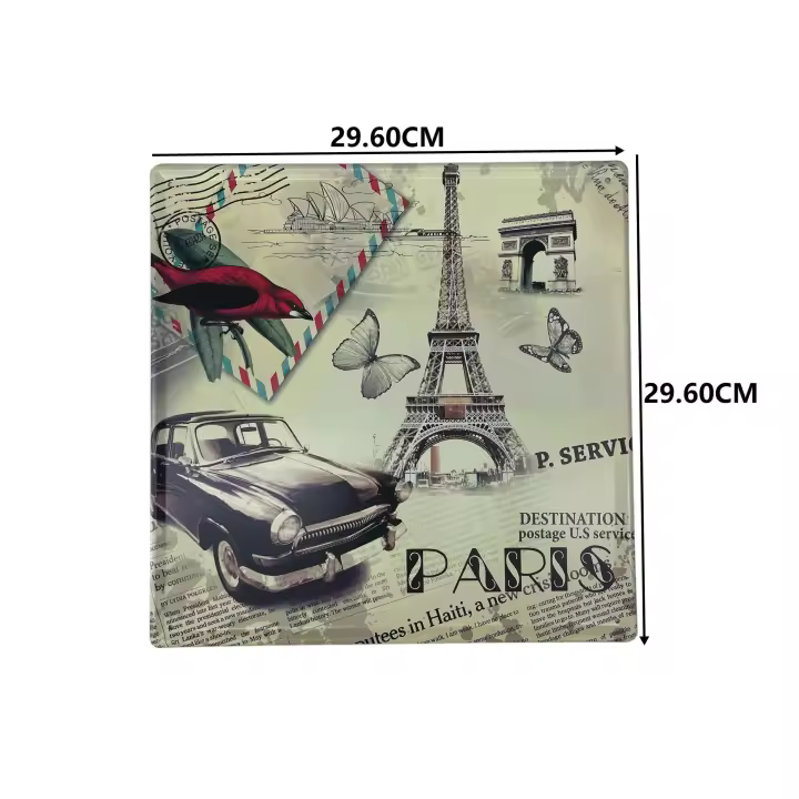 MEJORADA Cartel Metálico Retro – Placa de Metal Vintage con Diseño de Vehículos Clásicos – Decoración para Bar, Garaje, Hogar, Oficina – 29.6x29.6cm - 1